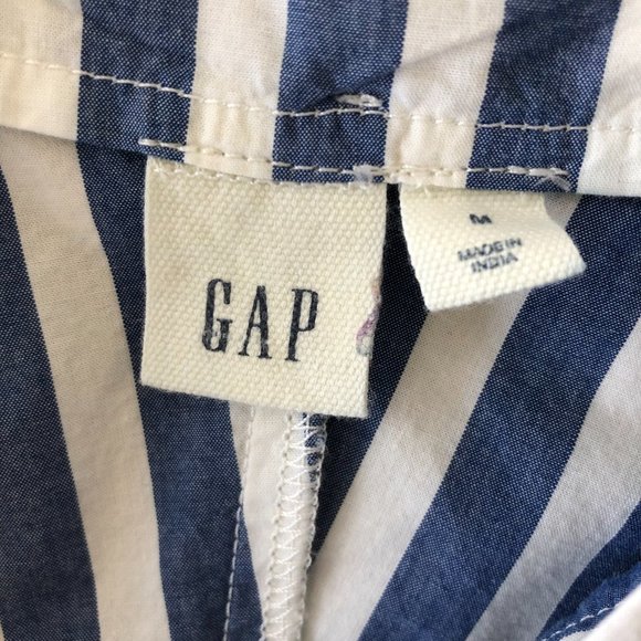 Blue and White Striped Top with Balloon Sleeves - Picture 4 of 5